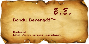 Bondy Berengár névjegykártya